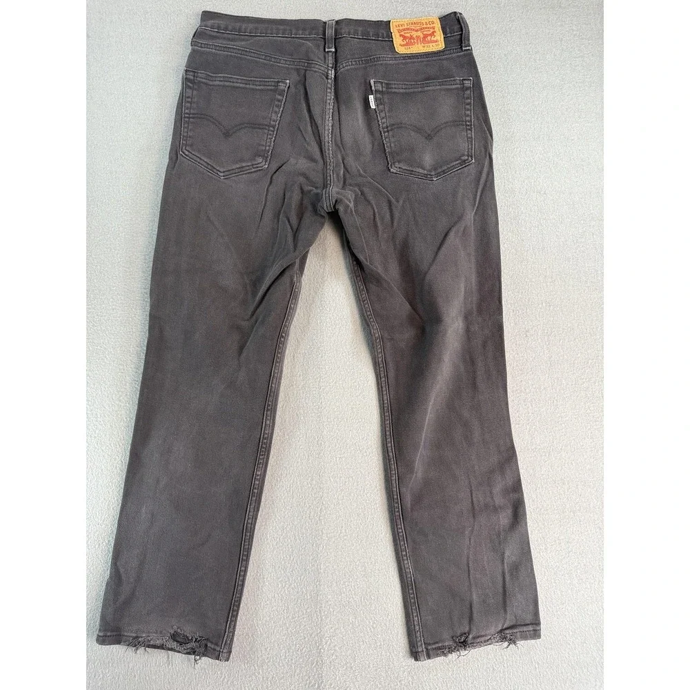 Levi's 514 Jeans Mens 32x30 Charcoal Gray Wash Regular Straight Distressed Denim